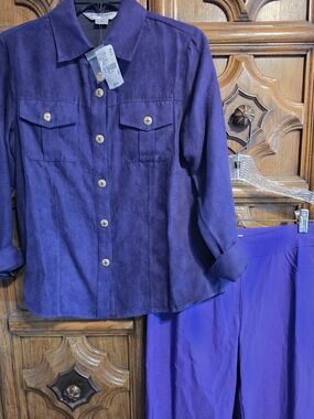 Luxurious Purple Women's Button-up & Pants